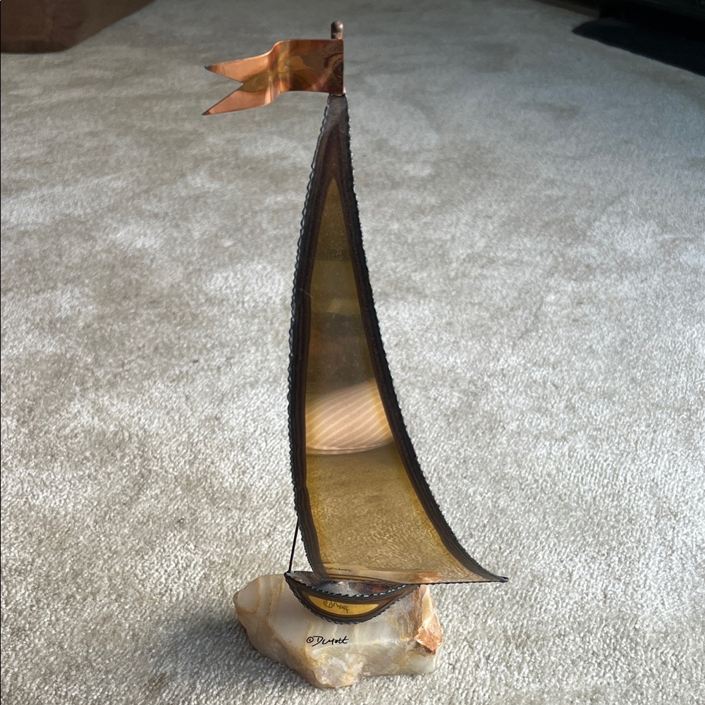 Elegant Bronze vintage Sailboat Sculpture